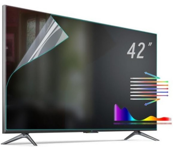 표준 크기 42인치 TV 화면용 BU 화면 보호기 눈부심 방지 필름 블루 라이트 필터 및 감소기 실내 실외 차단기