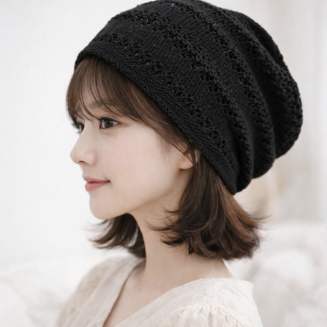 YJS011 봄 여름 펀칭 니트 터번 두건 비니 모자