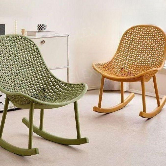 라탄 감성 1인용 야외 테라스 카페 스윙체어 흔들의자, 1개, 오렌지옐로우