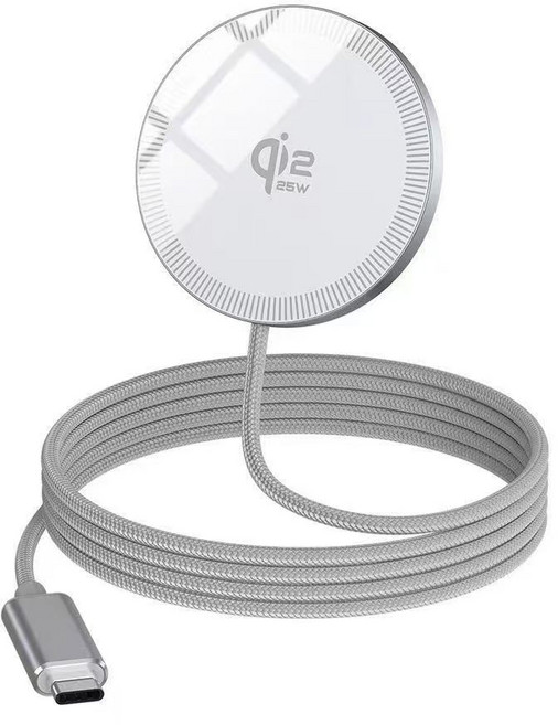 Q12 25W 磁吸無線充電器, 白色, 1個, 1.2
