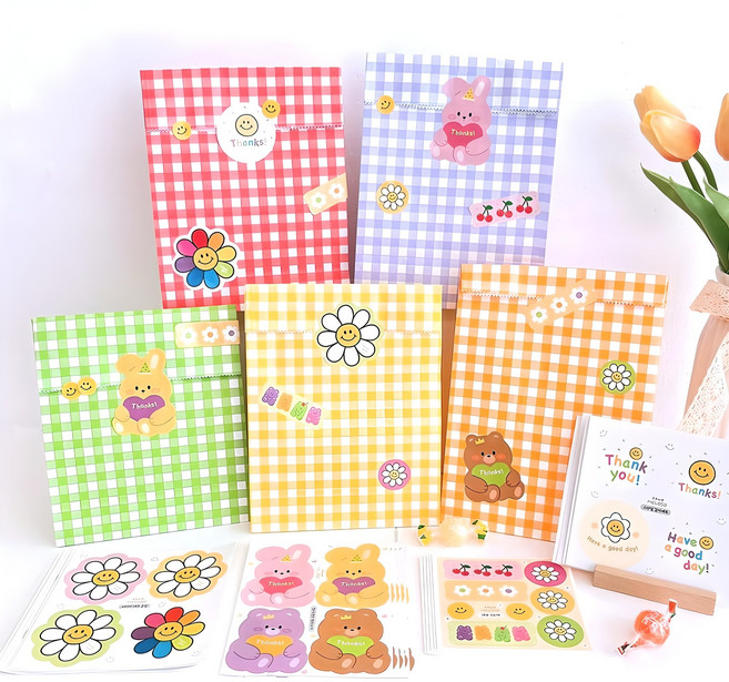 꼬모멜로소 구디백 선물 포장 종이봉투20p+스티커100p, 1개