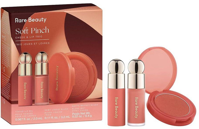 미국출고 평점4.5+ 170672 Rare Beauty 소프트 핀치 치크 & 립 트리오 - 매트 블러시 미니 리퀴드 블러쉬 및 틴트 오일