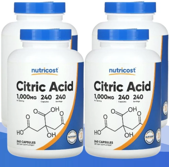 뉴트리코스트 식용 구연산 Citric Acid 시트릭애씨드 1000mg 240 캡슐 4개, 240정 - 쿠팡