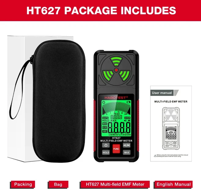 HABOTEST HT627 EMF 미터 전자기 방사선 탐지기 고스트 헌터 전문가용 자기 전기 RF 테스터 고스트 헌팅, 01 HT627