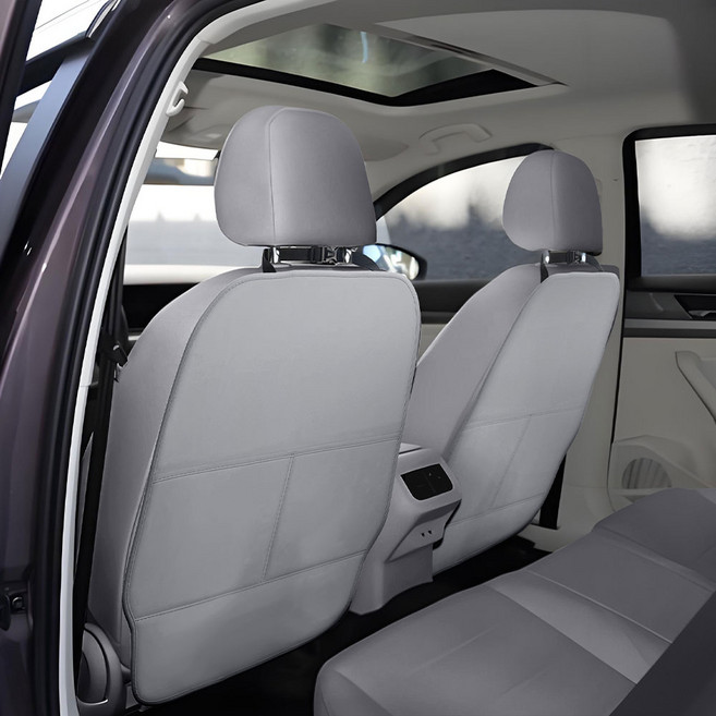 제니븐 차량용 킥매트 1+1 풀커버 뒷좌석 보호 시트백 커버, 1세트, 웜그레이