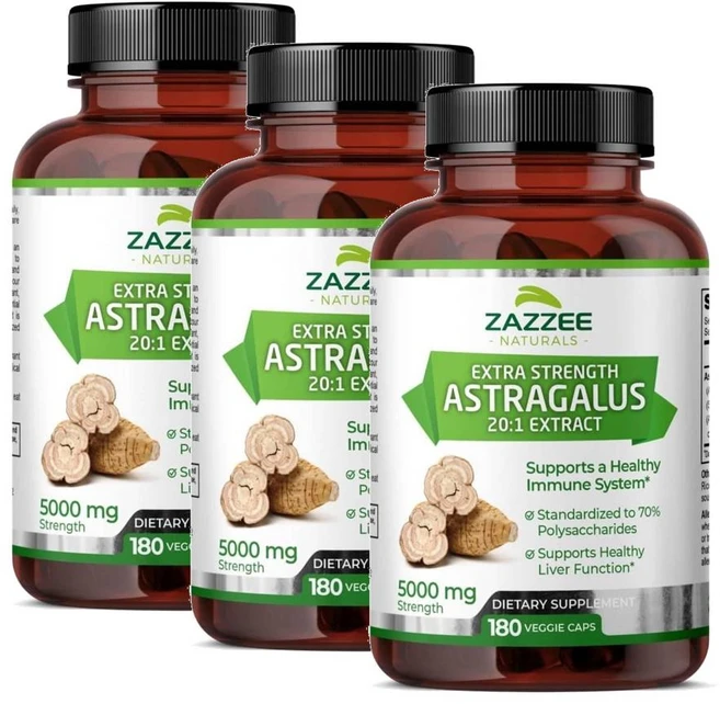 재지 아스트라갈러스 황기 20:1 추출물 5000mg Zazzee Astragalus Root, 3개, 180정 - 쿠팡