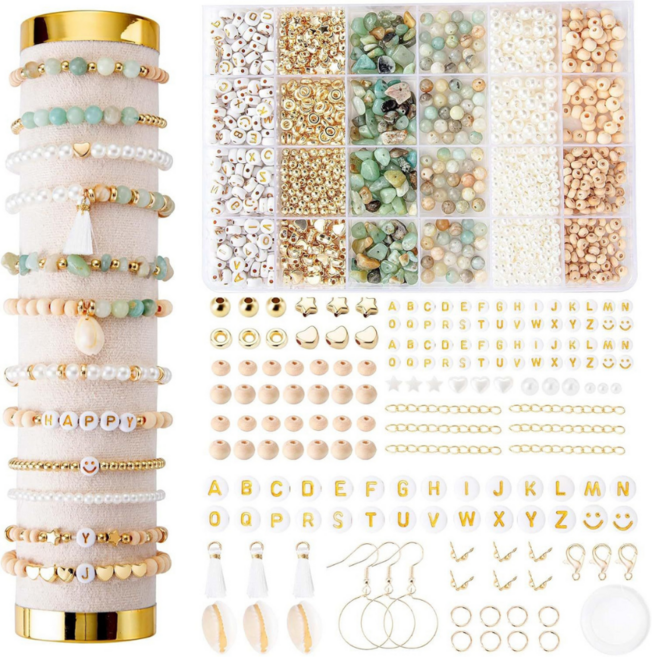 비큐리어스 천연석 올인원 쥬얼리 DIY 키트, 1개, 세이지민트