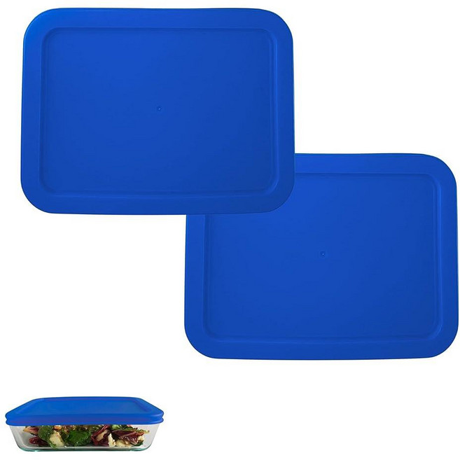 Pyrex 7210-PC용 3컵/750mL 블루 교체 뚜껑/커버 3컵/680.4g(24온스) 앵커 호킹 및 Klare Ware 보관 그릇 *뚜껑만* - *유리 용기 미포함*, 블루 - 2팩
