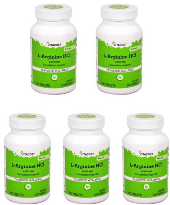 비타코스트 L-아르기닌 HCl 1000mg 100정, 5개 - 쿠팡