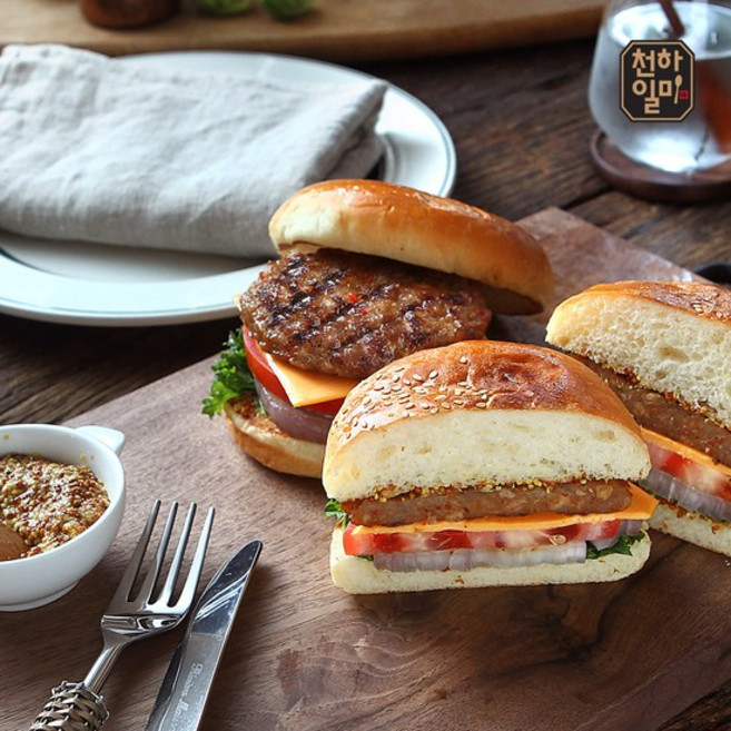 홍석천 이원일 국내산 직화떡갈비 총4장 맛선택 떡갈비 패티, 매콤1팩+전통1팩 총4장, 160g