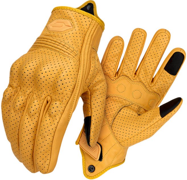 헬로엑스 오토바이 사계절 메쉬 가죽장갑 옐로우 숏 글러브 터치가능 에어홀 펀칭 여름 프로텍터, M