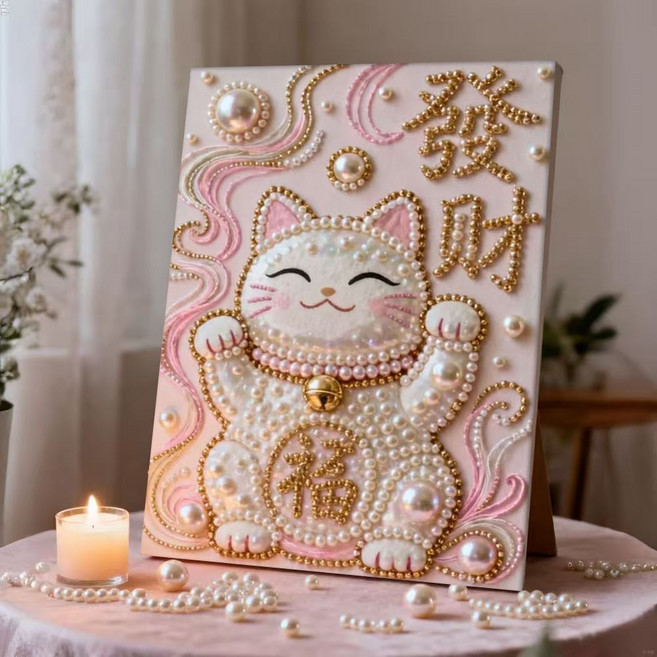 新款珍珠畫DIY 聖誕城堡手工自黏鑽石畫 客廳臥室裝飾畫 城堡海浪珍珠畫DIY招財珍珠 自黏款新婚喜慶禮物 裝飾畫, 1個, 【爆火30*40珍珠畫】款式11,釘好內框畫板【帶膠】+珍珠包+配件包