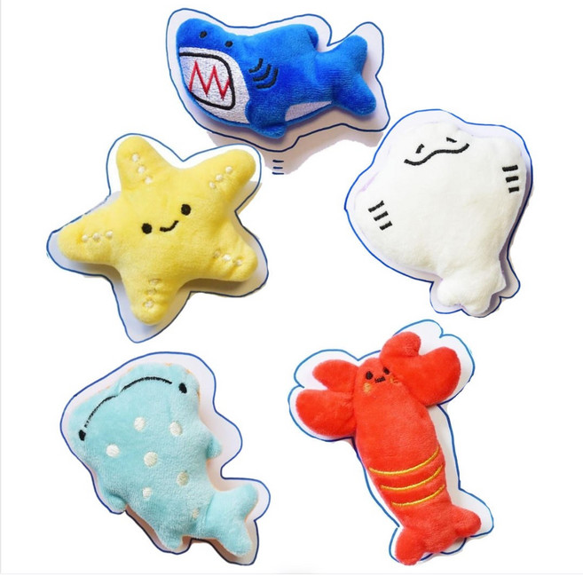 네고지오 애완견용 바다동물 장난감 5종세트, 5개, 혼합색상