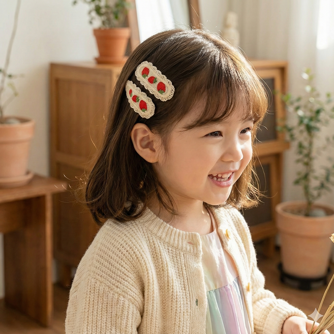 에브린 과일 자수 레이스 똑딱핀 세트구성