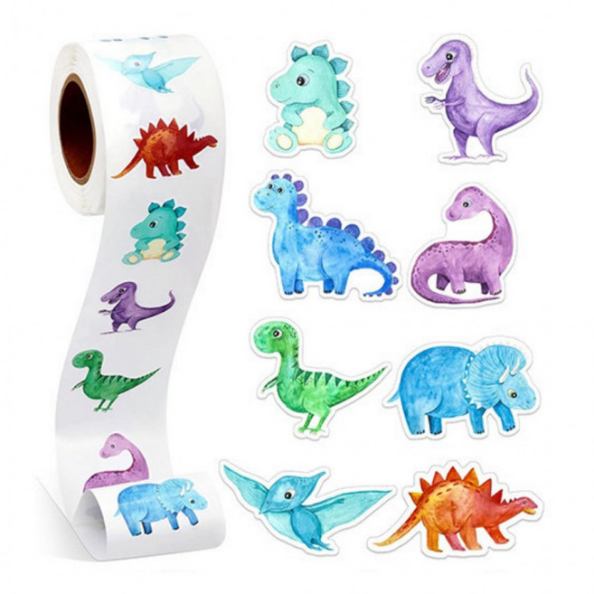 500PCS 8종 귀여운 공룡 시리즈 스티커, 1세트, 혼합(S6111) 500매