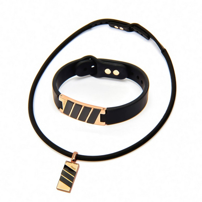 [세트 할인] 클라비스 도나 건강팔찌 목걸이 세트 근육통완화 자기발생기, 블랙로즈골드, 1개