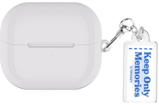 솔리드 라벨 뮤트 버즈라이브/버즈3/버즈3프로 하드 케이스 +아크릴 키링 세트, 그레이, 버즈3/버즈3프로(공용)