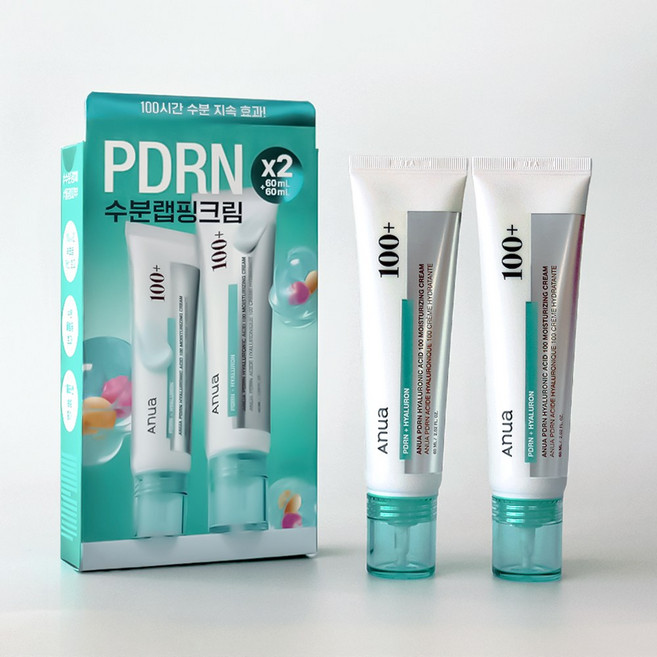 아누아 PDRN 히알루론산 100 수분크림, 2개, 60ml