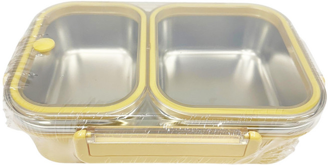 프라이스리스 스텐304 2칸 도시락 (옐로우), 1개, 옐로우