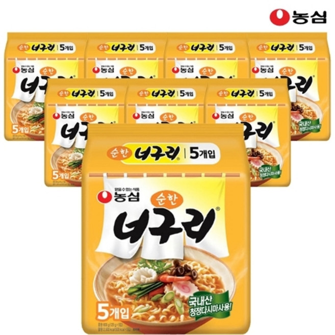 농심 순한너구리 120g x 40봉 1박스, 40개