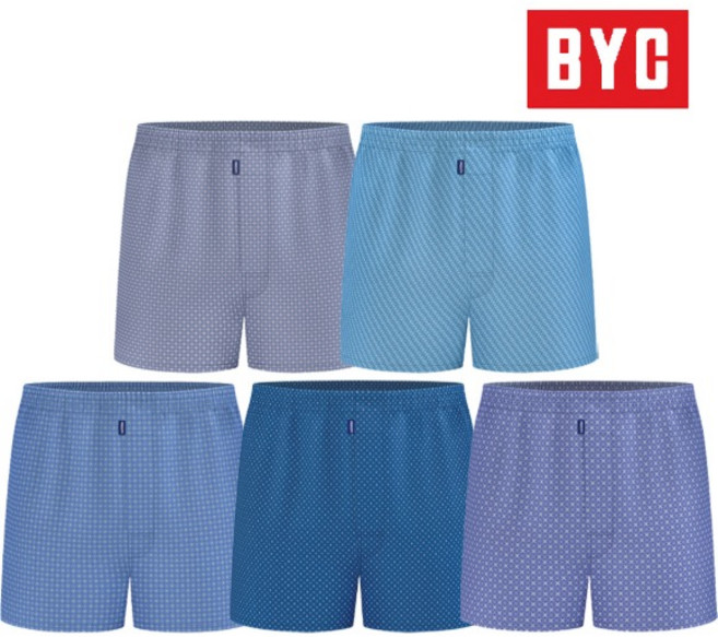 BYC 남성 프리미엄 트렁크팬티 5매세트 순면사각팬티 앞옆트임 트렁크 사각박서