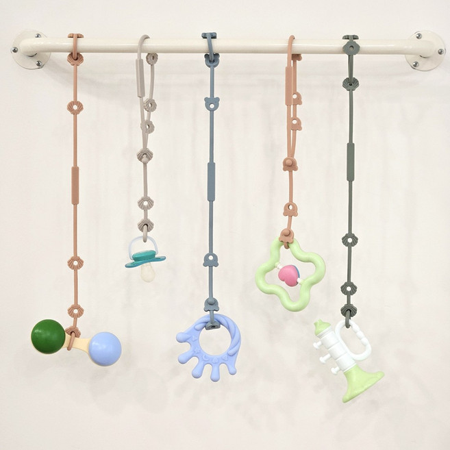 신생아 멀티 실리콘 스트랩 아기 고정 클립 치발기 홀더, 곰돌이, 라이트그레이, 1개