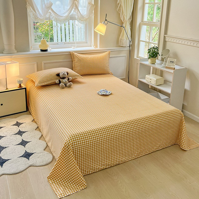 인스타 감성의 산뜻하고 부드러운 워싱 코튼 기모 침대 시트 심플한 싱글/더블 침구 3종 세트