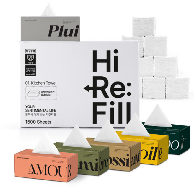 뽑아쓰는 디자인 키친타올 하이리필로 절약하는 습관, 1매, 1개