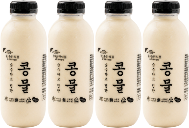 명품소이 맷돌로간 100%국산햇콩 무첨가 진한 콩물, 500ml, 4개