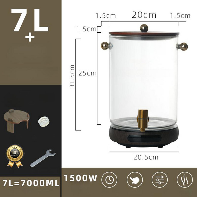 카페 워터저그 유리 업소용 저그 물통 음료 루미낙 보리차 주스 내열물병, 1개, 1L, 7.5L 우드패턴 스토브 끓는 물 보온