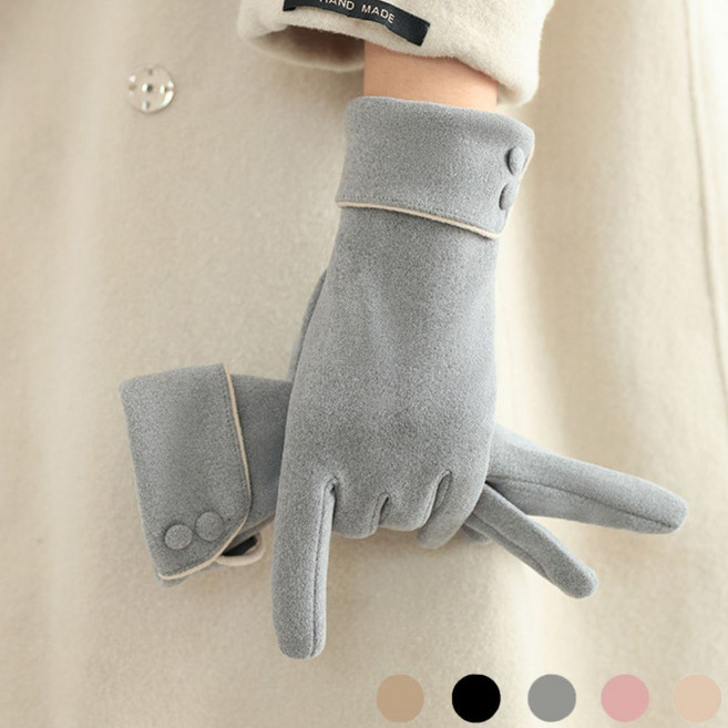 티쯔 벨벳 스판 롤업 스마트터치 방한 겨울 여성장갑