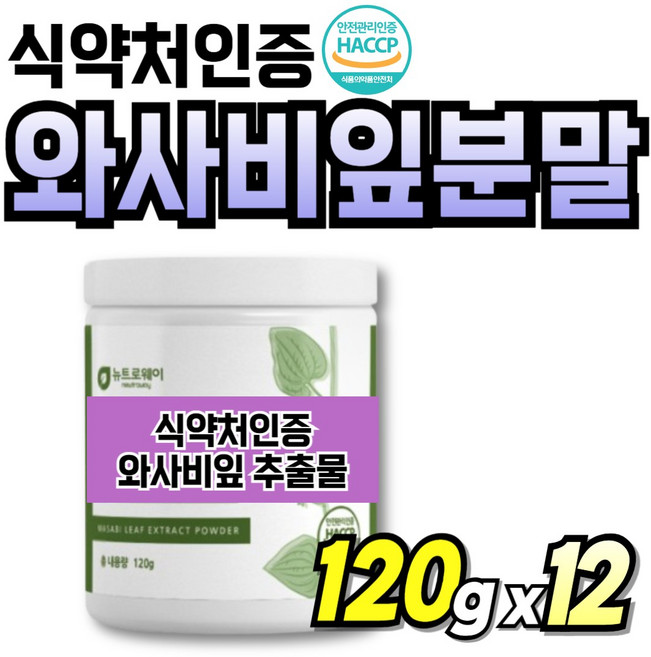 와사비잎 단기간 먹기쉬운 고추냉이 가루 간편한 식약처인증 프리미엄 파우더 에스플러스, 12박스, 120g