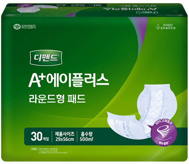 디펜드 에이플러스 라운드형 패드 속기저귀 성인기저귀, 30매, 1개