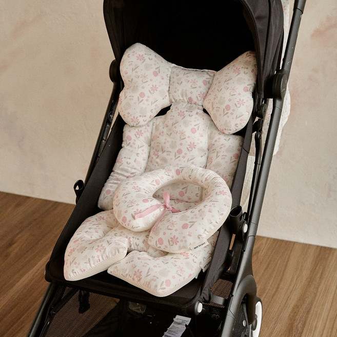 돗투돗 퓨어코튼 사계절 양면 유모차시트 라이너 목쿠션 세트, 1세트, 코코바니(라이너+목쿠션)