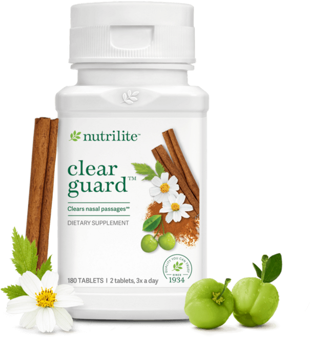 미국 암웨이 뉴트리라이트 클리어가드 비강 청정 코막힘 완화 건강보조제 180정 환절기 케어, 1개