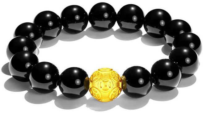 천연 흑요석 럭키 팔찌로 소원성취 보물찾기 건강지킴이 사업 잘되고 시험 통과 10 mm