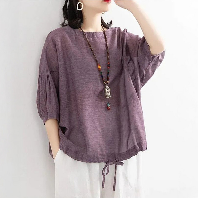 블랑루즈 리엘로 아이스 시스루 7부 린넨