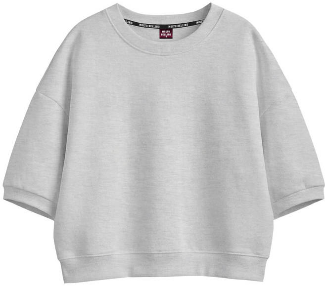 몰토벨리노 SF 무지 오버핏 세미크롭 반팔 맨투맨 티셔츠