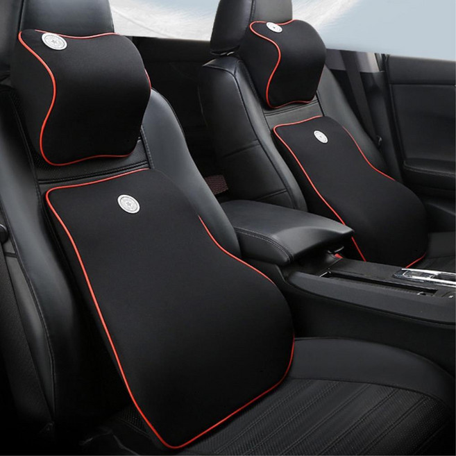 차량용쿠션 허리 목 피로 최소화 넥쿠션 헤드레스트, 베이지, 1개