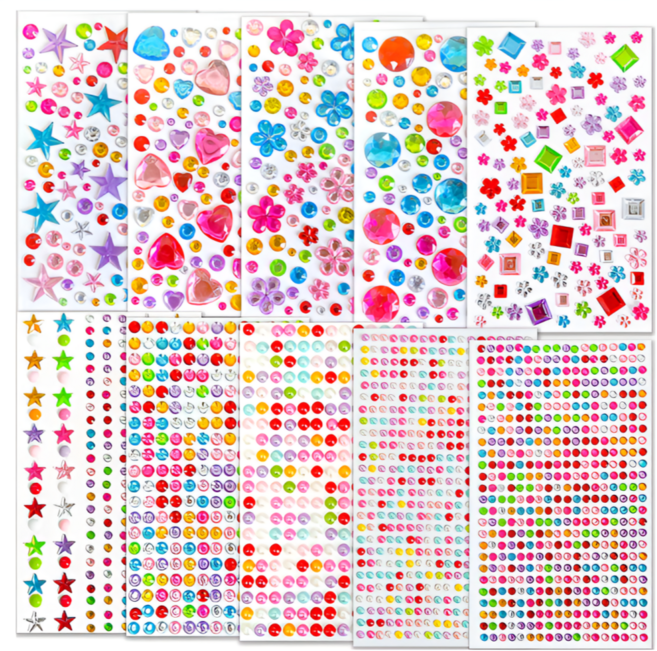 펴나나다 큐빅 비즈 보석 스티커 10종 세트, 1세트, 혼합색상