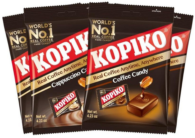 Kopiko 커피 카푸치노 캔디 진짜 추출물이 함유된 인도네시아의 대담 맛있는 하드 이동 중에도 에너지를 만족시키는 2팩 각 119.9g4.2온스 222907, 32g