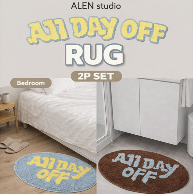 1+1 감성 러그 발매트 세탁가능 미끄럼방지 인테리어 매트, 1세트, 민트+브라운