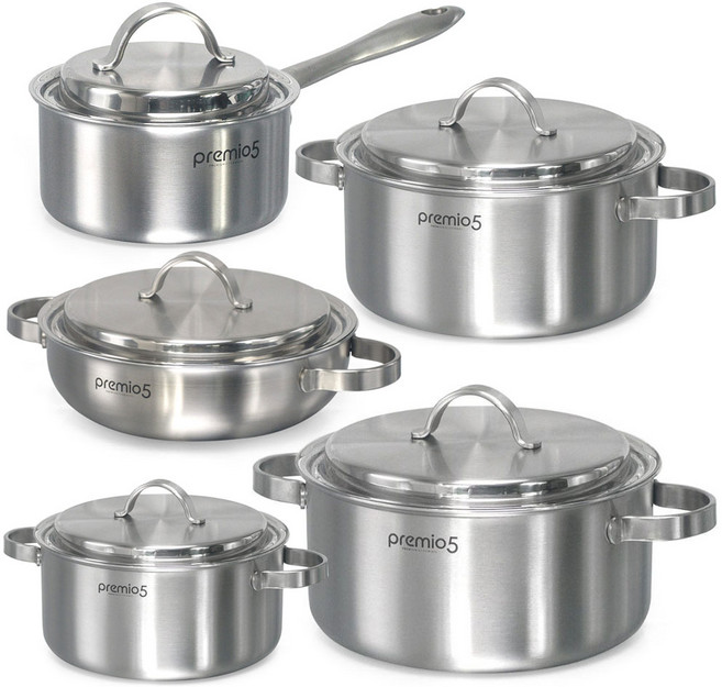 키친아트 프리미엄 통5중 스텐304 신혼냄비세트 인덕션용냄비 5종 세트, 1세트