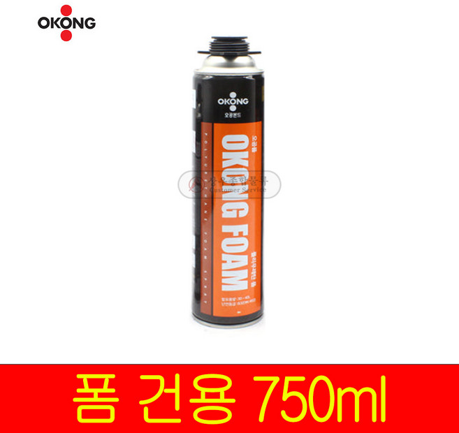 오공 건타입 스프레이 우레탄폼 폴리우레탄 폼 틈새충전 단열 난연 일회용, 1개