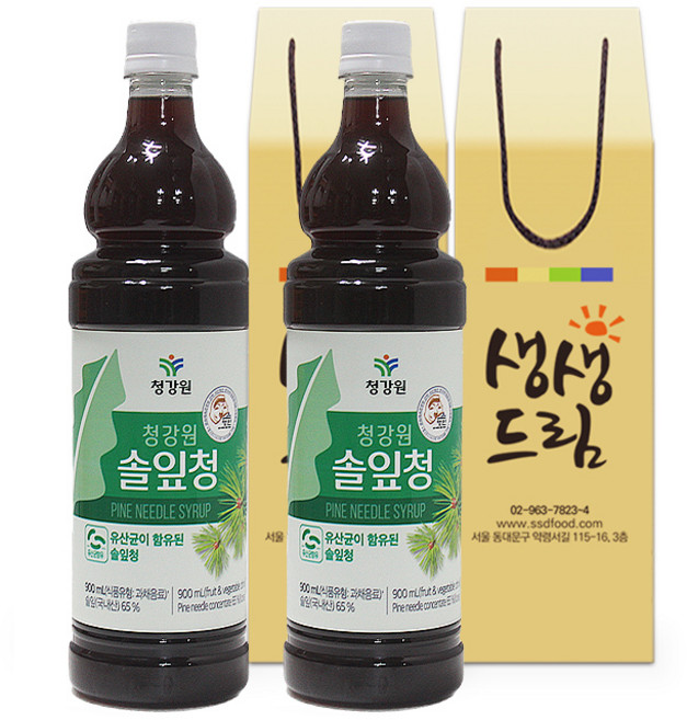 솔잎 엑기스 농축액 원액 900mL 2병 선물포장, 2개, 단품