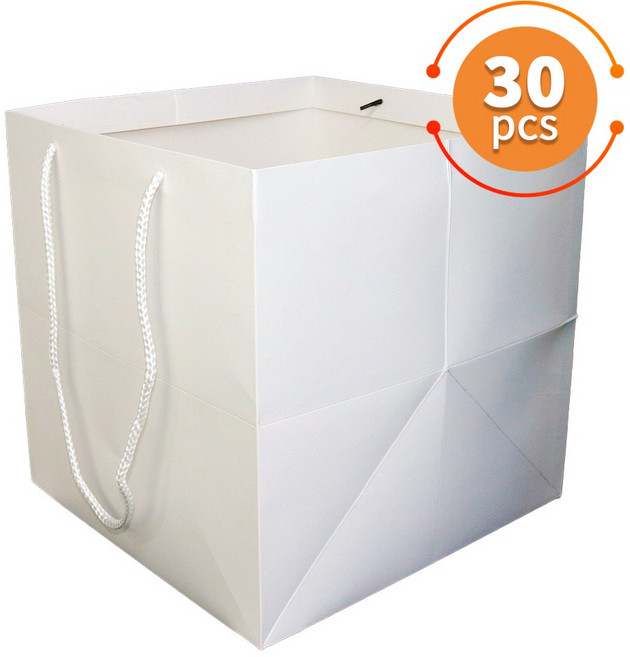 두껍고 질긴 고급 종이쇼핑백 선물용 종이가방 무지 종이백 도시락 포장 쇼핑백 답례품 케이크 가방 30매, 화이트
