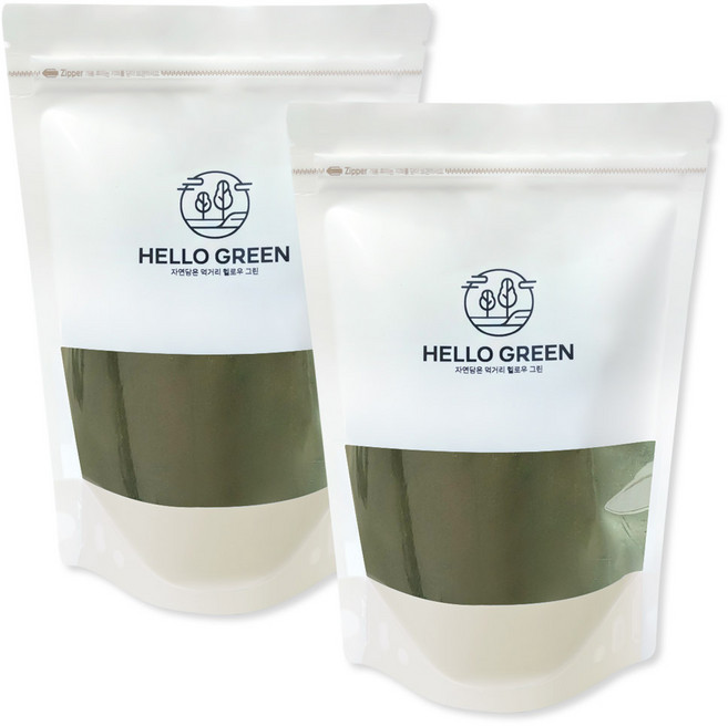 헬로우그린 국산 고운 쑥가루 300gx2(팩) 고운입자 쑥분말 쑥100% 약쑥 쑥라떼 쑥차 쑥우유 파우더, 2개, 300g