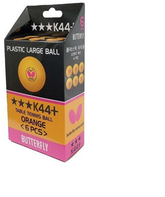 버터플라이 라지볼 탁구공 K44+ 경기용 시합구 6입 / 6구, 버터플라이 라지볼 K44+ 경기용 시합구, 1개, 6개입