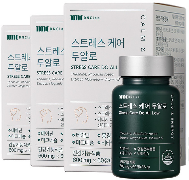 안티스트레스 케어 두알로 3박스 L테아닌 홍경천 긴장완화제 피로개선, 3개, 60정