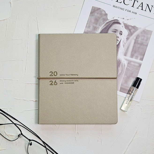 꼼꼬미 2026 모먼트 스퀘어 업무용 회사 가죽 소량 대량 주문 제작 다이어리, 모던 베이지